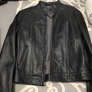 Genuine Leather cropped jacket